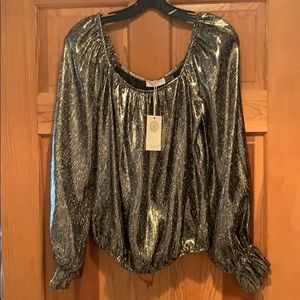 Ramy Brook printed Abby metallic top NWT